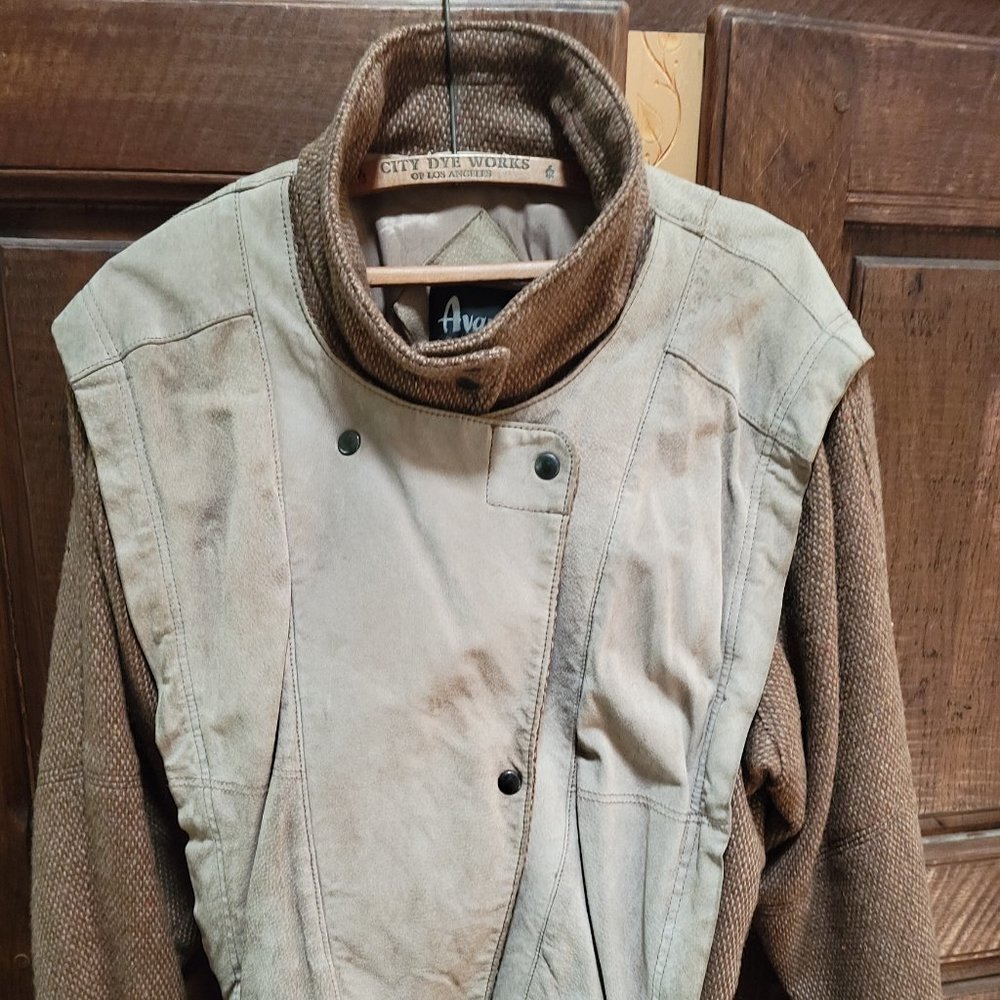 Vintage 1990s Avanti Suede Leather & Tweed Jacket Women's 12